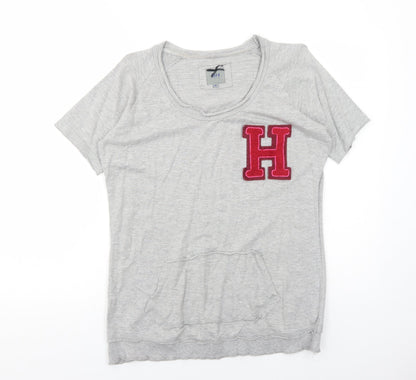 SH Italia Womens Grey Cotton Basic T-Shirt Size M Round Neck