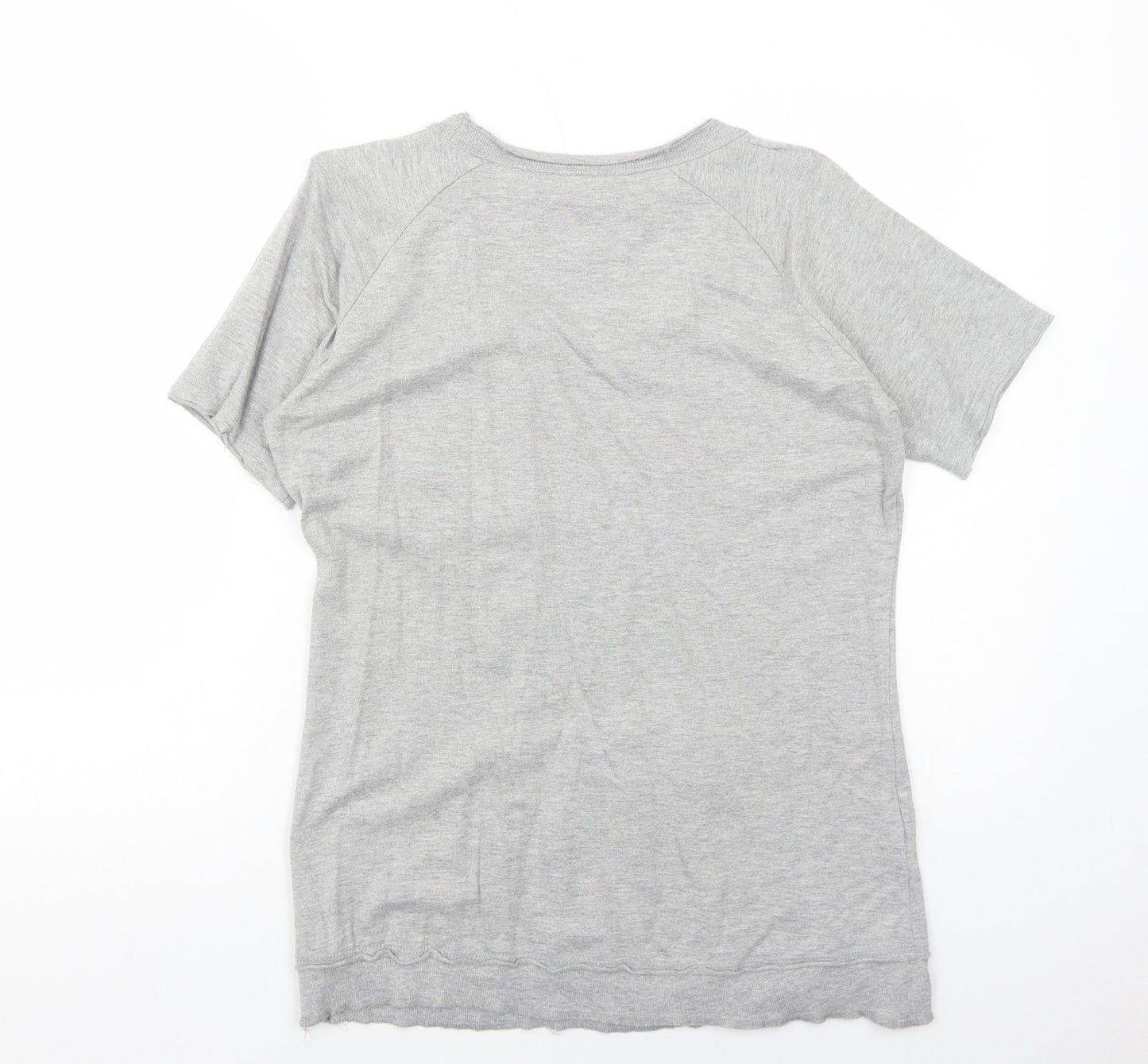 SH Italia Womens Grey Cotton Basic T-Shirt Size M Round Neck