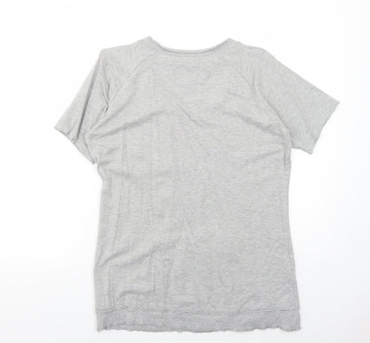 SH Italia Womens Grey Cotton Basic T-Shirt Size M Round Neck