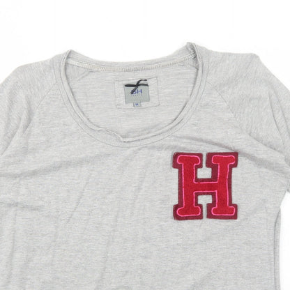 SH Italia Womens Grey Cotton Basic T-Shirt Size M Round Neck