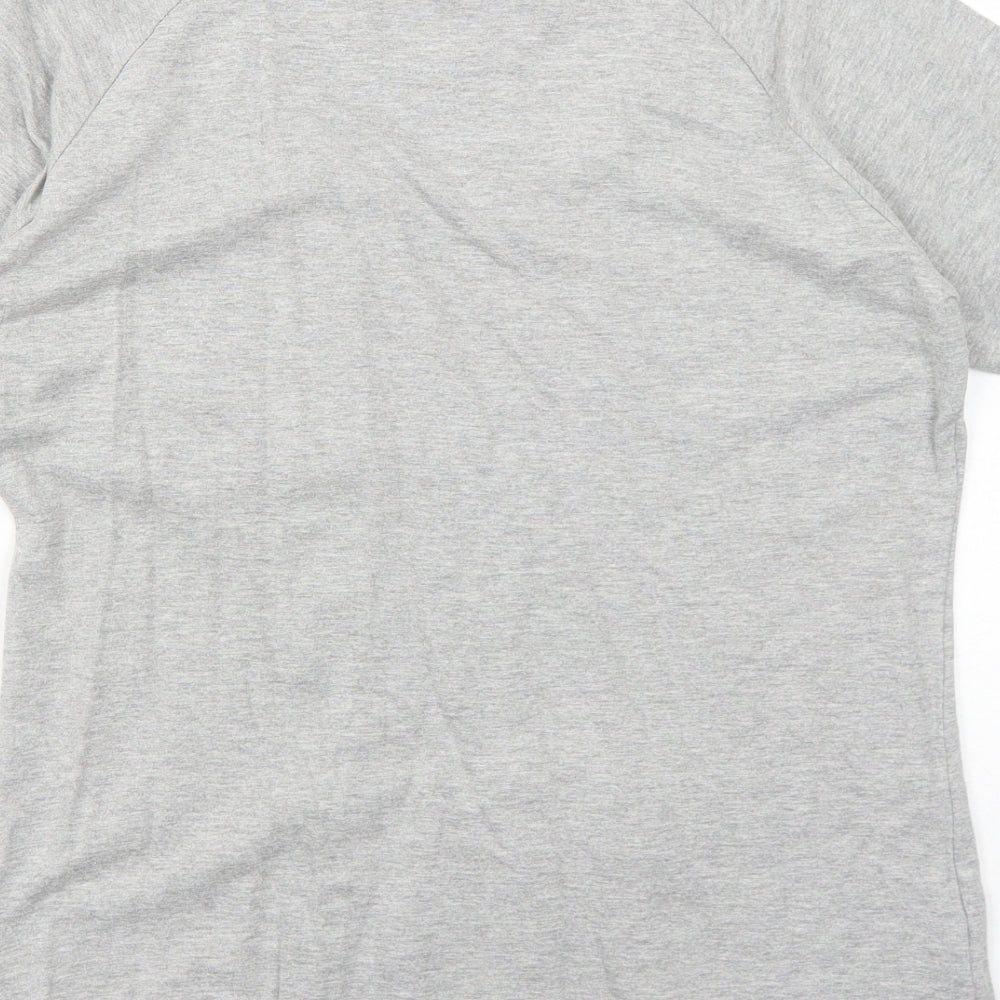 SH Italia Womens Grey Cotton Basic T-Shirt Size M Round Neck