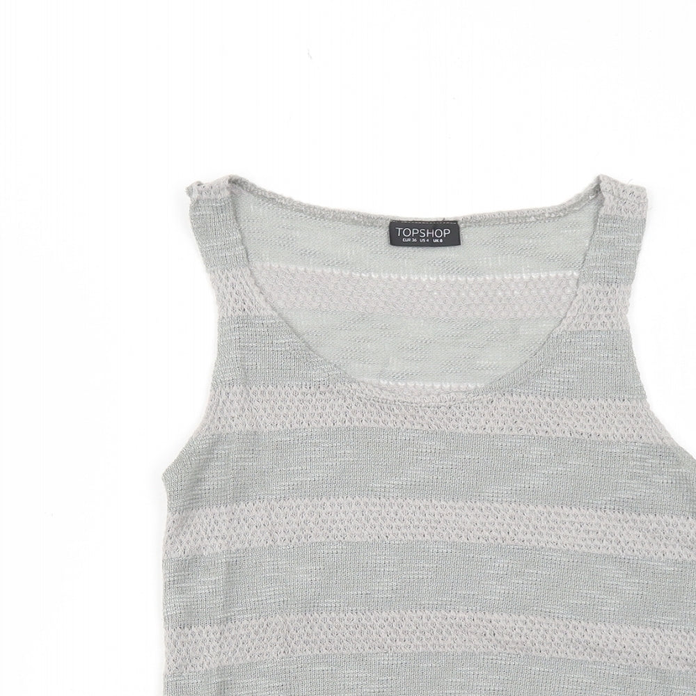 Womens UK Size 8 Topshop Grey Basic Tank