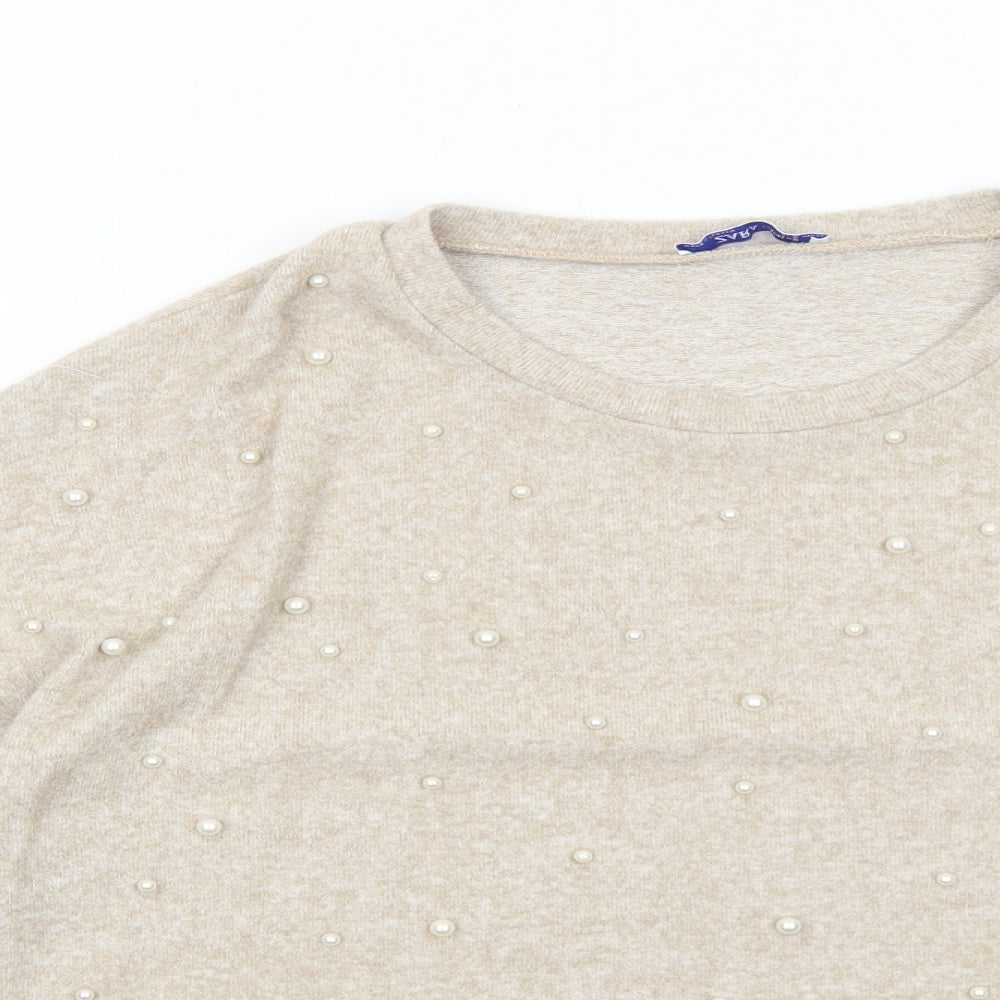 Womens UK Size S Zara Beige Pullover Jumper