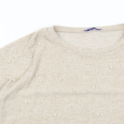 Womens UK Size S Zara Beige Pullover Jumper