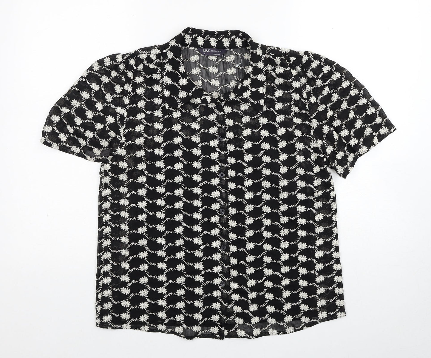 Womens UK Size 8 Marks and Spencer Black Basic Button-Up