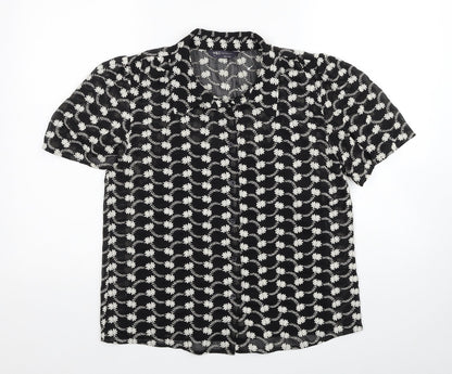 Womens UK Size 8 Marks and Spencer Black Basic Button-Up