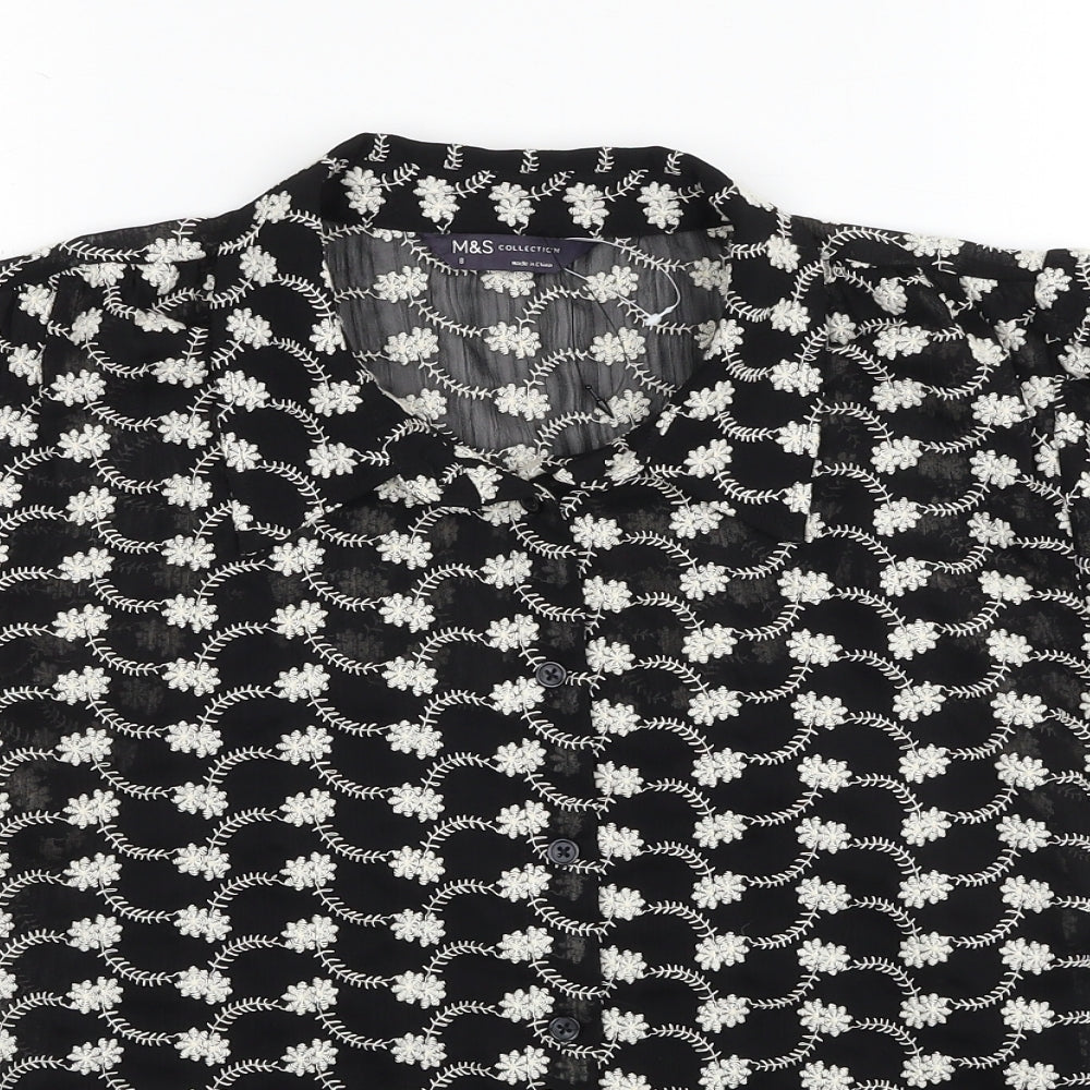 Womens UK Size 8 Marks and Spencer Black Basic Button-Up