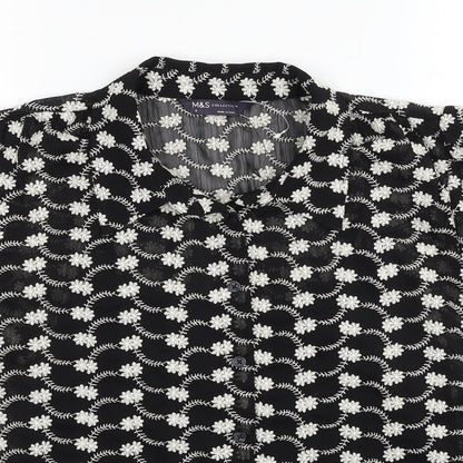 Womens UK Size 8 Marks and Spencer Black Basic Button-Up