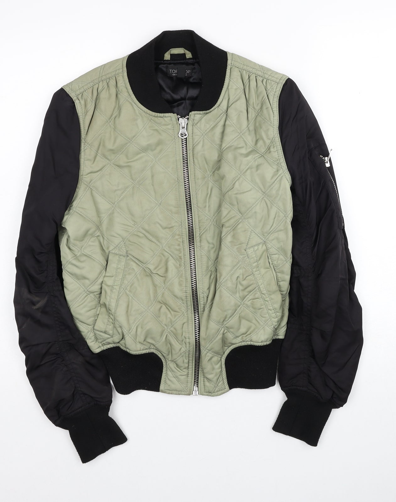 Womens UK Size 6 Topshop Green Bomber Jacket