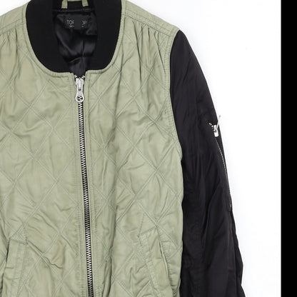 Womens UK Size 6 Topshop Green Bomber Jacket