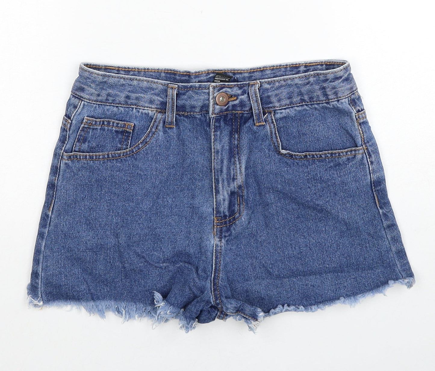 Fashion Nova Womens Blue Cotton Boyfriend Shorts Size 8 Regular Zip