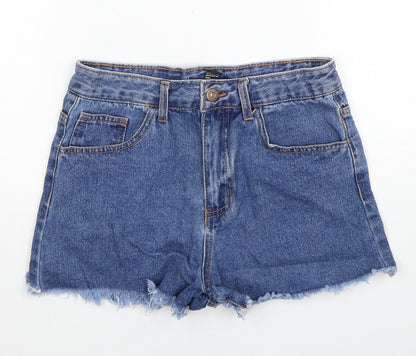 Fashion Nova Womens Blue Cotton Boyfriend Shorts Size 8 Regular Zip