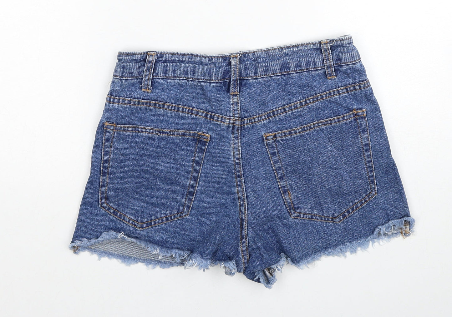 Fashion Nova Womens Blue Cotton Boyfriend Shorts Size 8 Regular Zip
