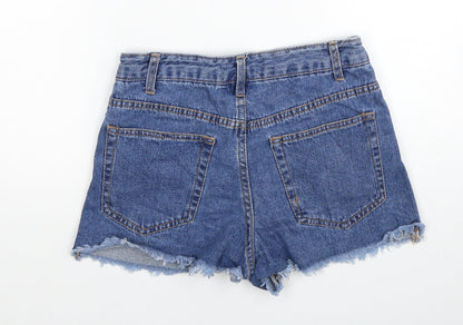 Fashion Nova Womens Blue Cotton Boyfriend Shorts Size 8 Regular Zip