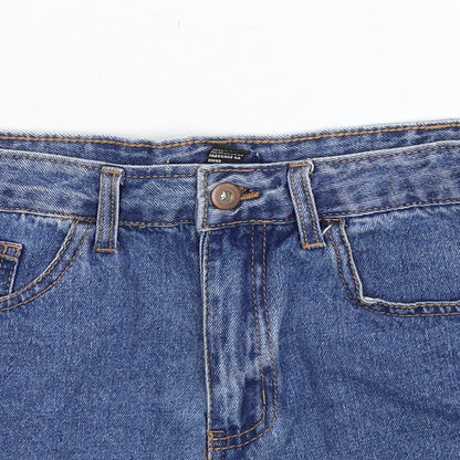 Fashion Nova Womens Blue Cotton Boyfriend Shorts Size 8 Regular Zip