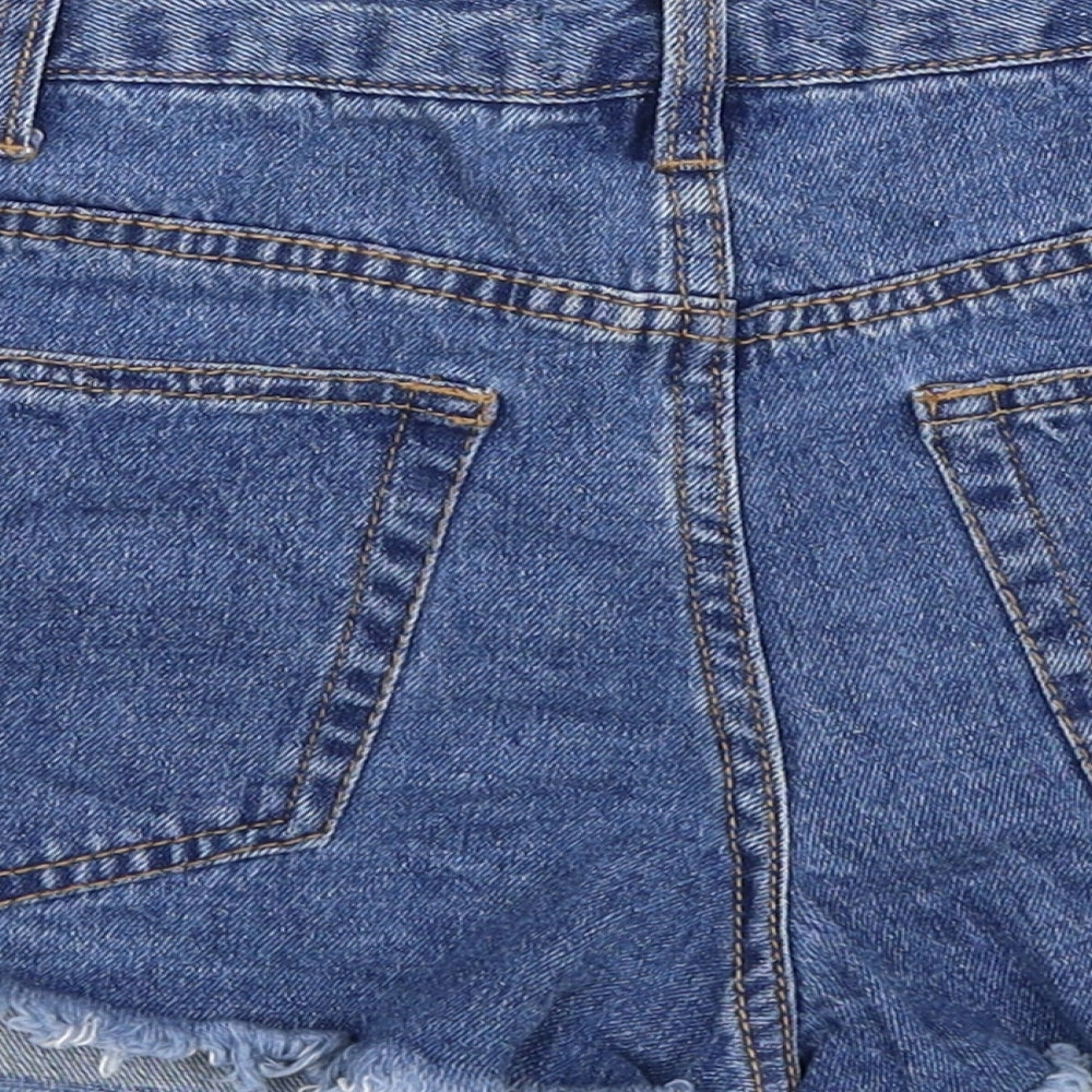 Fashion Nova Womens Blue Cotton Boyfriend Shorts Size 8 Regular Zip