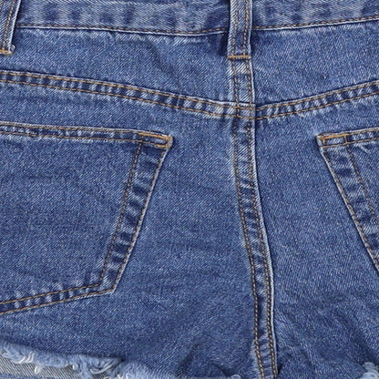 Fashion Nova Womens Blue Cotton Boyfriend Shorts Size 8 Regular Zip
