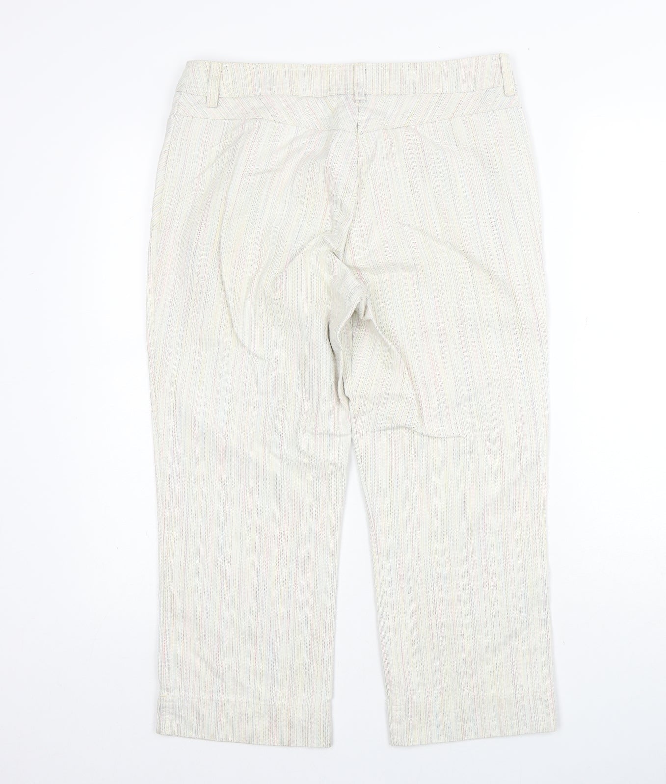 NEXT Womens Beige Striped Cotton Straight Jeans Size 10 Regular Zip
