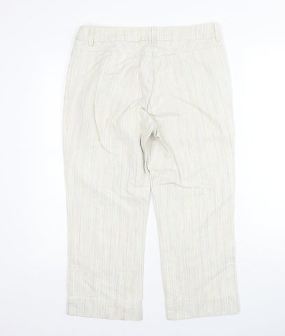 NEXT Womens Beige Striped Cotton Straight Jeans Size 10 Regular Zip
