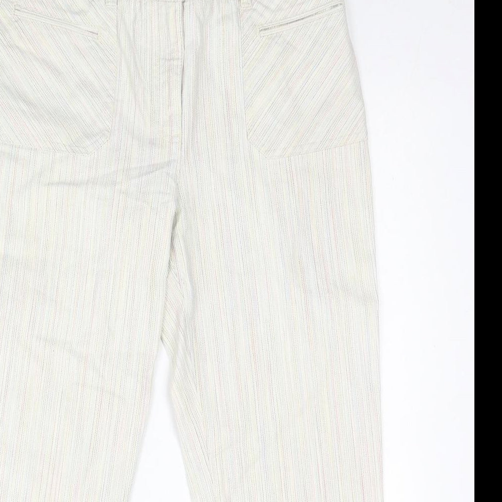 NEXT Womens Beige Striped Cotton Straight Jeans Size 10 Regular Zip