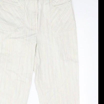 NEXT Womens Beige Striped Cotton Straight Jeans Size 10 Regular Zip