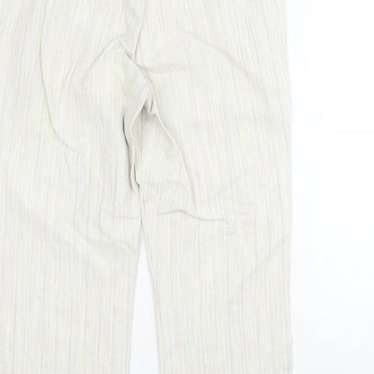 NEXT Womens Beige Striped Cotton Straight Jeans Size 10 Regular Zip