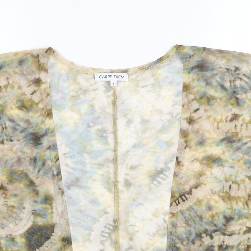 Capre Diem Womens Beige Geometric Polyester Kimono Blouse Size S V-Neck