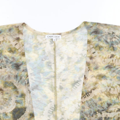 Capre Diem Womens Beige Geometric Polyester Kimono Blouse Size S V-Neck