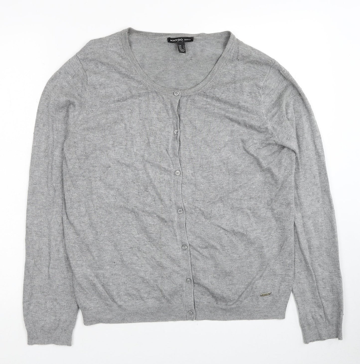 Womens UK Size L Mango Grey Cardigan Jumper