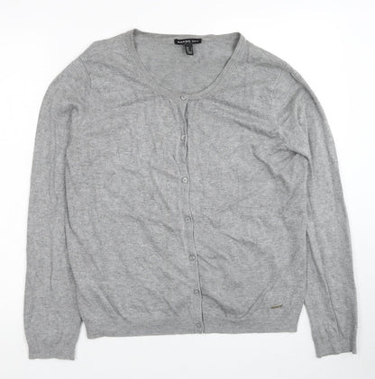 Womens UK Size L Mango Grey Cardigan Jumper
