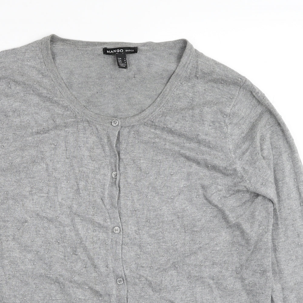 Womens UK Size L Mango Grey Cardigan Jumper
