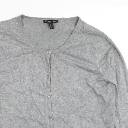 Womens UK Size L Mango Grey Cardigan Jumper