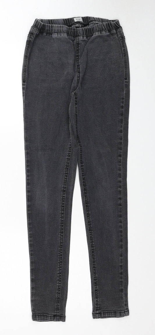 F&F Womens Black Cotton Jegging Jeans Size 8 Regular Zip