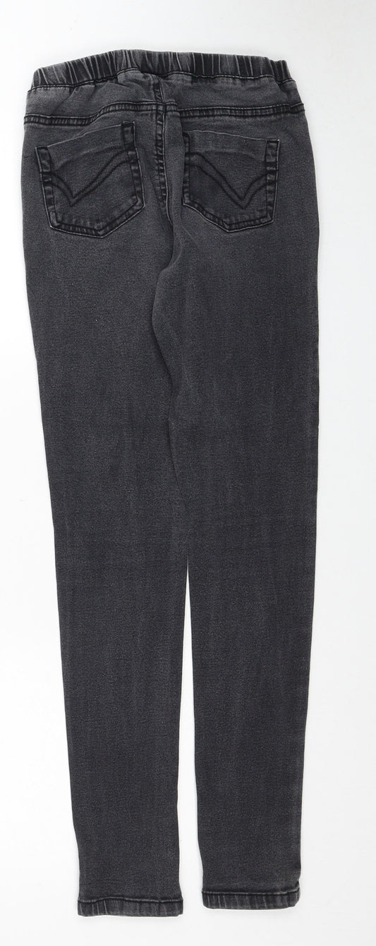 F&F Womens Black Cotton Jegging Jeans Size 8 Regular Zip