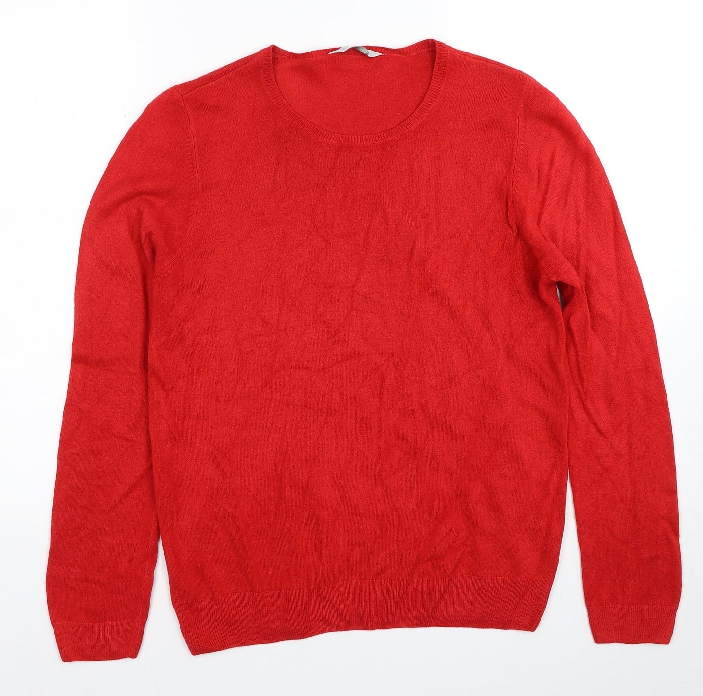 BHS Womens Red Round Neck Acrylic Pullover Jumper Size 14