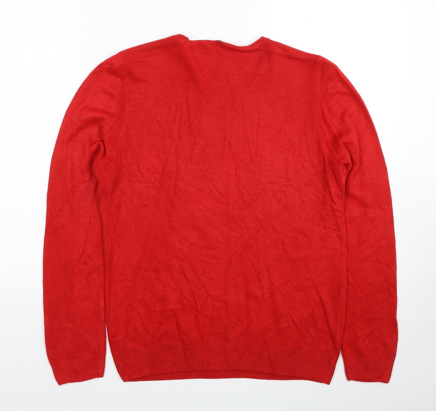 BHS Womens Red Round Neck Acrylic Pullover Jumper Size 14