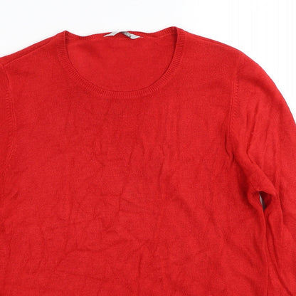 BHS Womens Red Round Neck Acrylic Pullover Jumper Size 14