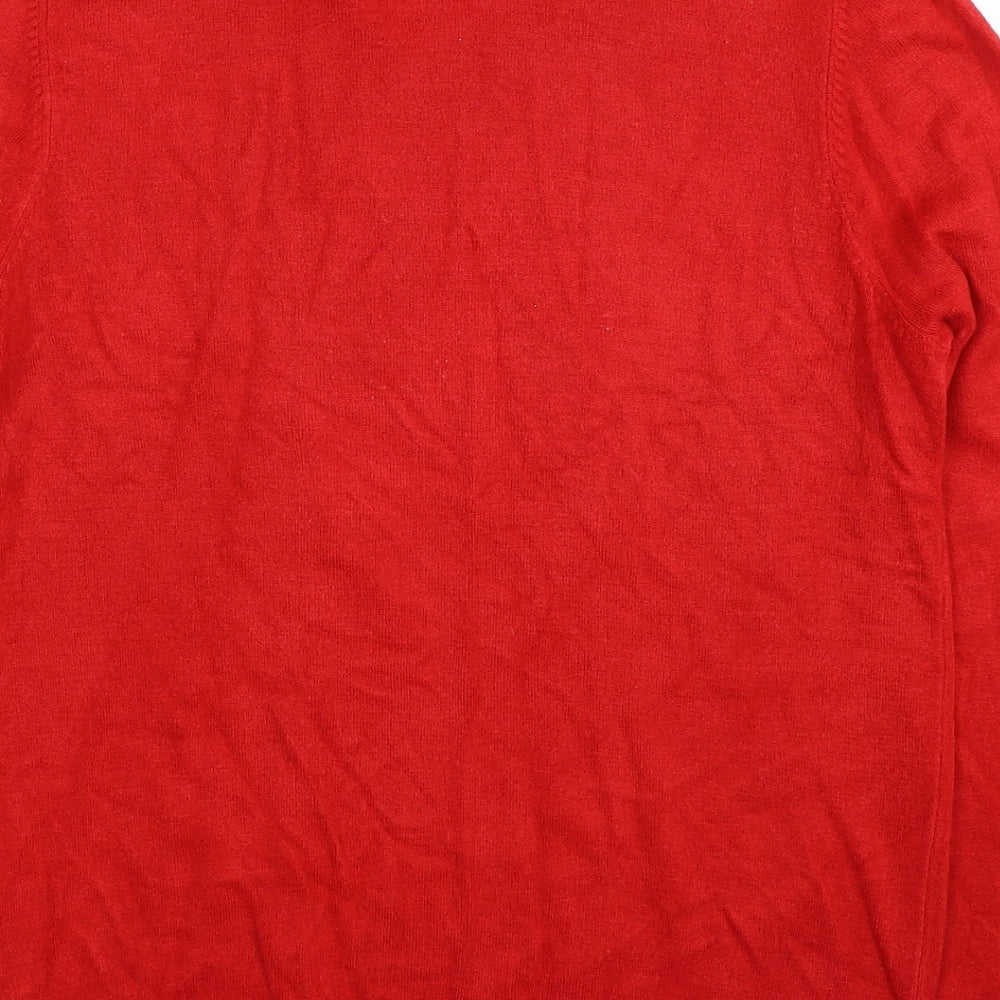 BHS Womens Red Round Neck Acrylic Pullover Jumper Size 14