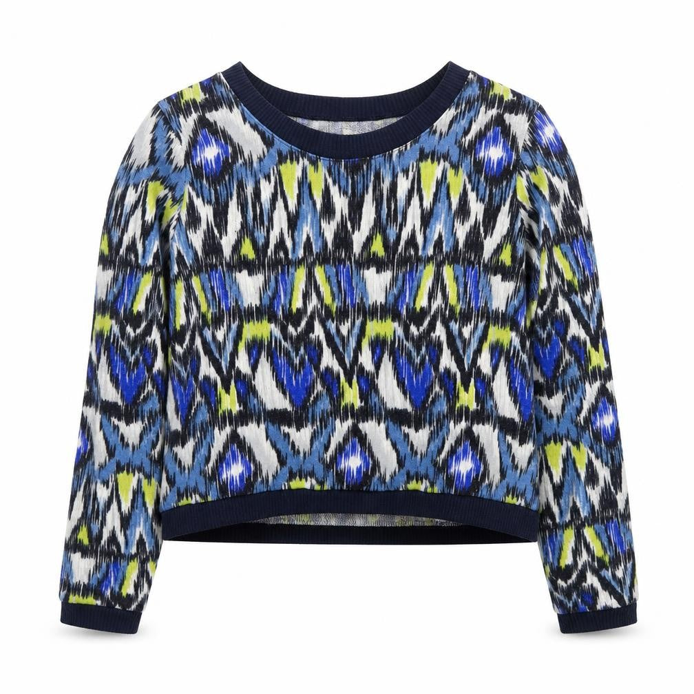 Sparkle & Fade Womens Multicoloured Scoop Neck Geometric Polyester Pullover Jumper Size M