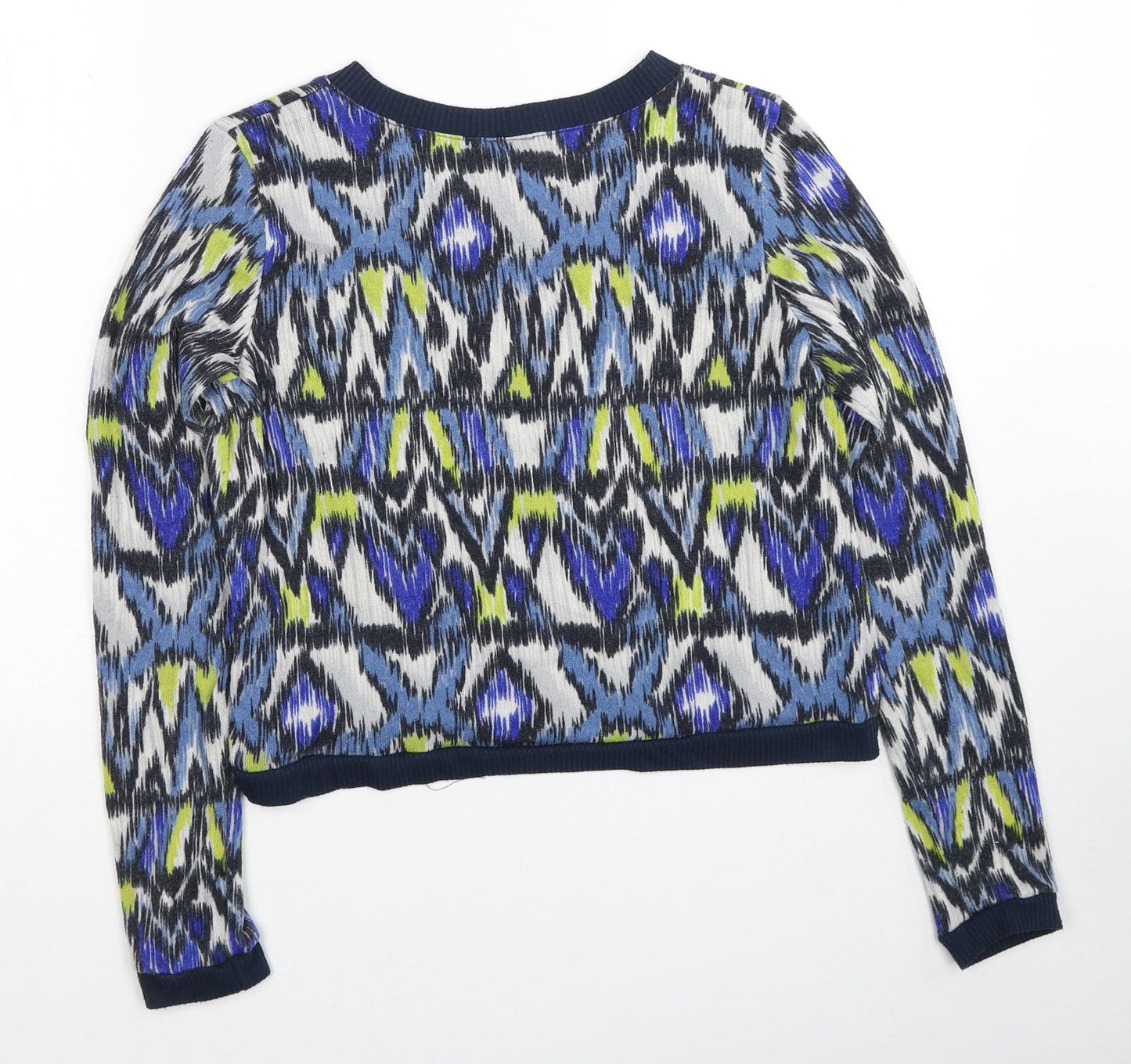 Sparkle & Fade Womens Multicoloured Scoop Neck Geometric Polyester Pullover Jumper Size M