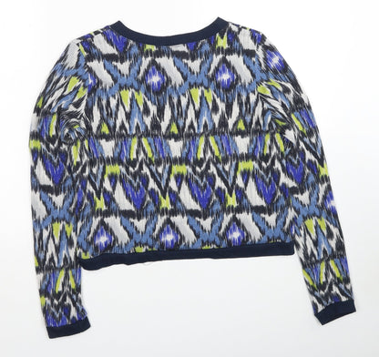 Sparkle & Fade Womens Multicoloured Scoop Neck Geometric Polyester Pullover Jumper Size M