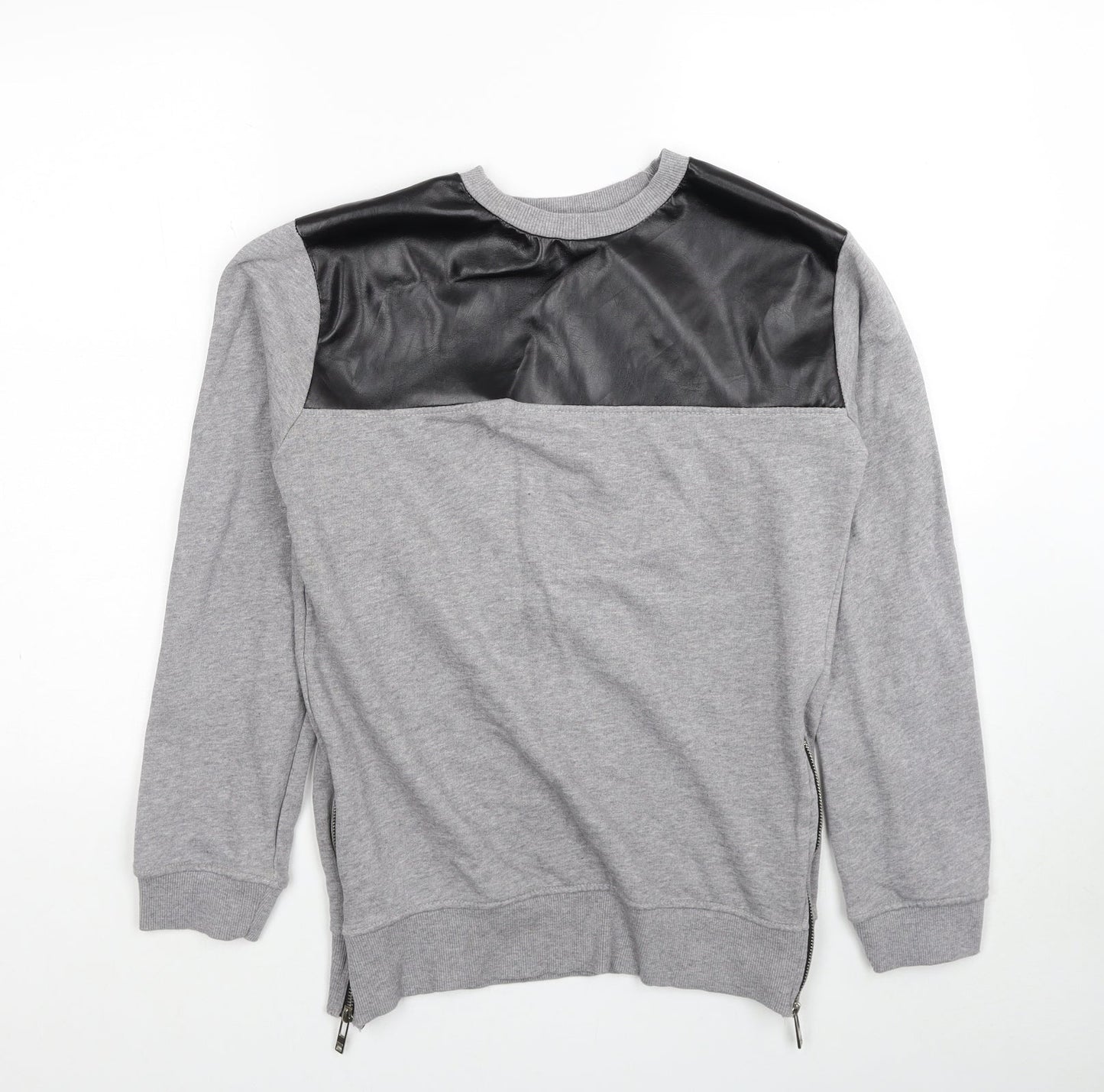 King Kouture Mens Grey Cotton Pullover Sweatshirt Size S