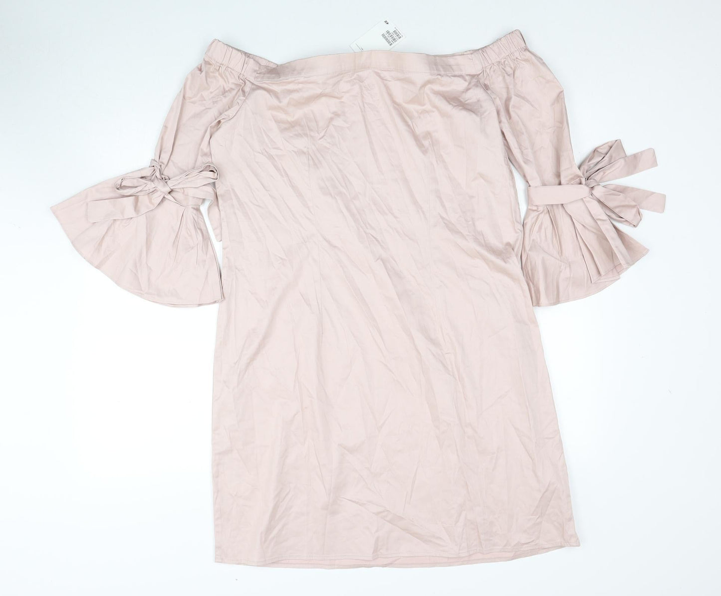 H&M Womens Pink Cotton A-Line Size 16 Off the Shoulder Pullover