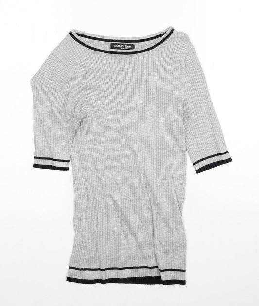 Debenhams Womens Grey Boat Neck Viscose Pullover Jumper Size 10