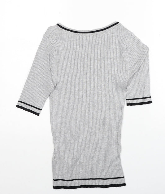 Debenhams Womens Grey Boat Neck Viscose Pullover Jumper Size 10