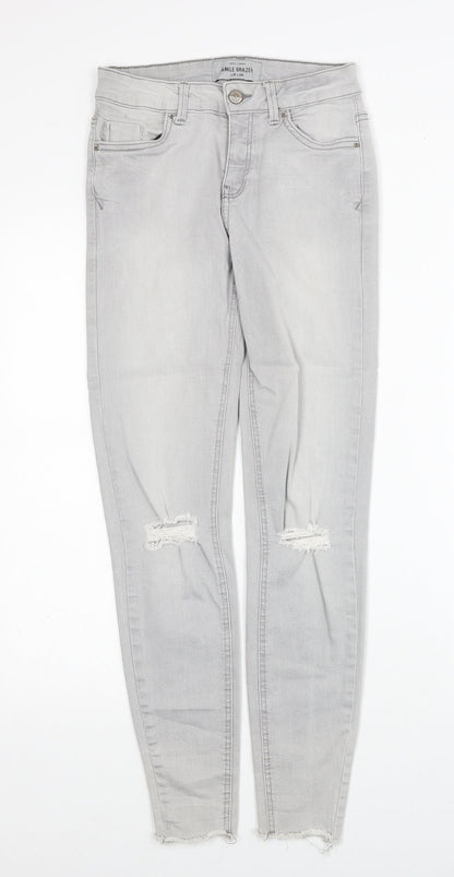 New Look Womens Grey Cotton Skinny Jeans Size 8 Regular Button