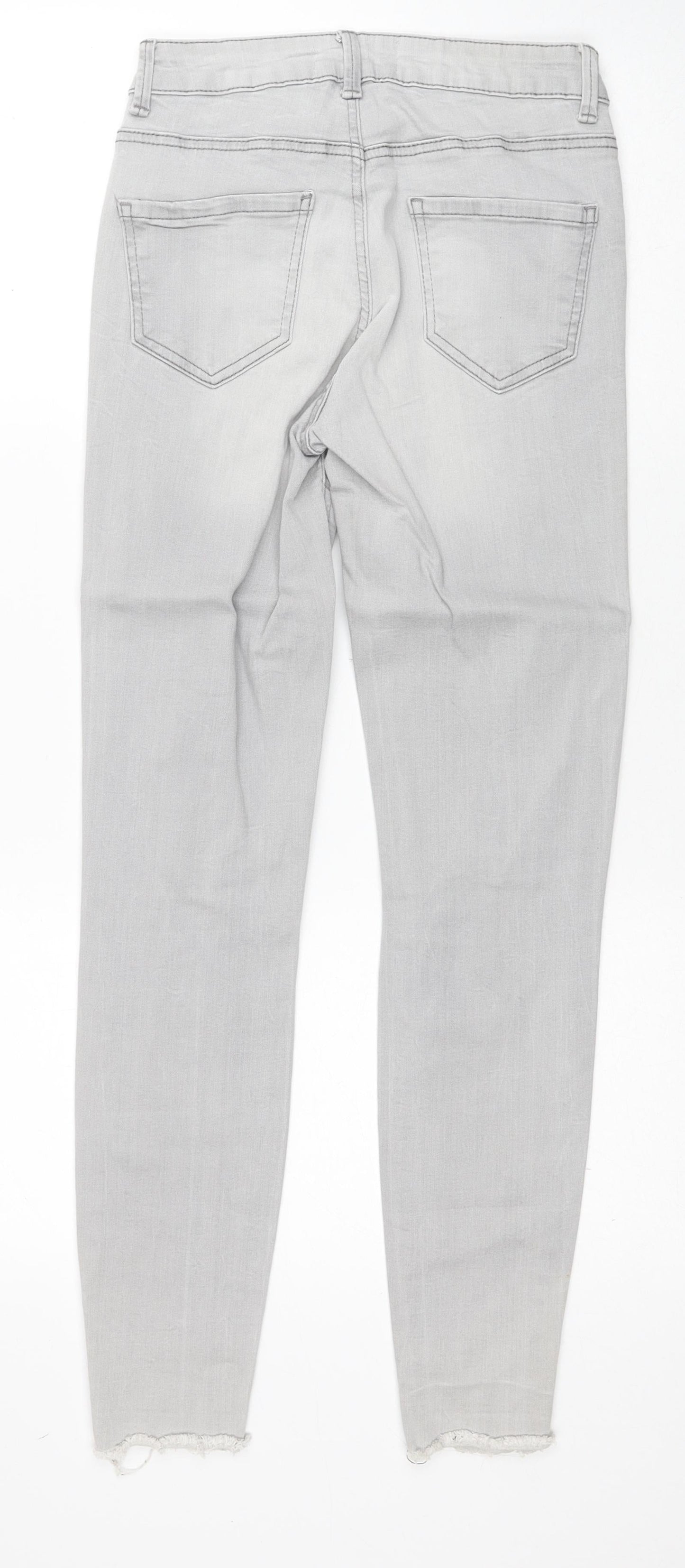 New Look Womens Grey Cotton Skinny Jeans Size 8 Regular Button