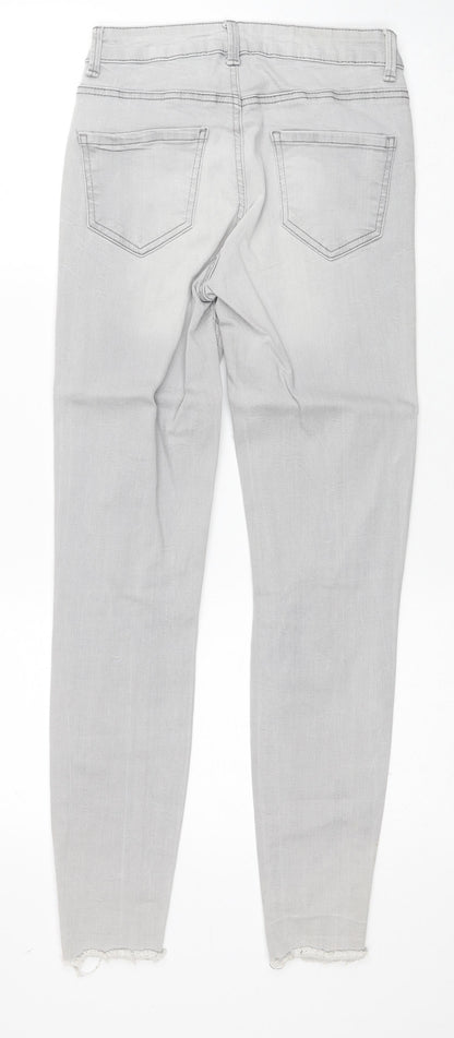 New Look Womens Grey Cotton Skinny Jeans Size 8 Regular Button