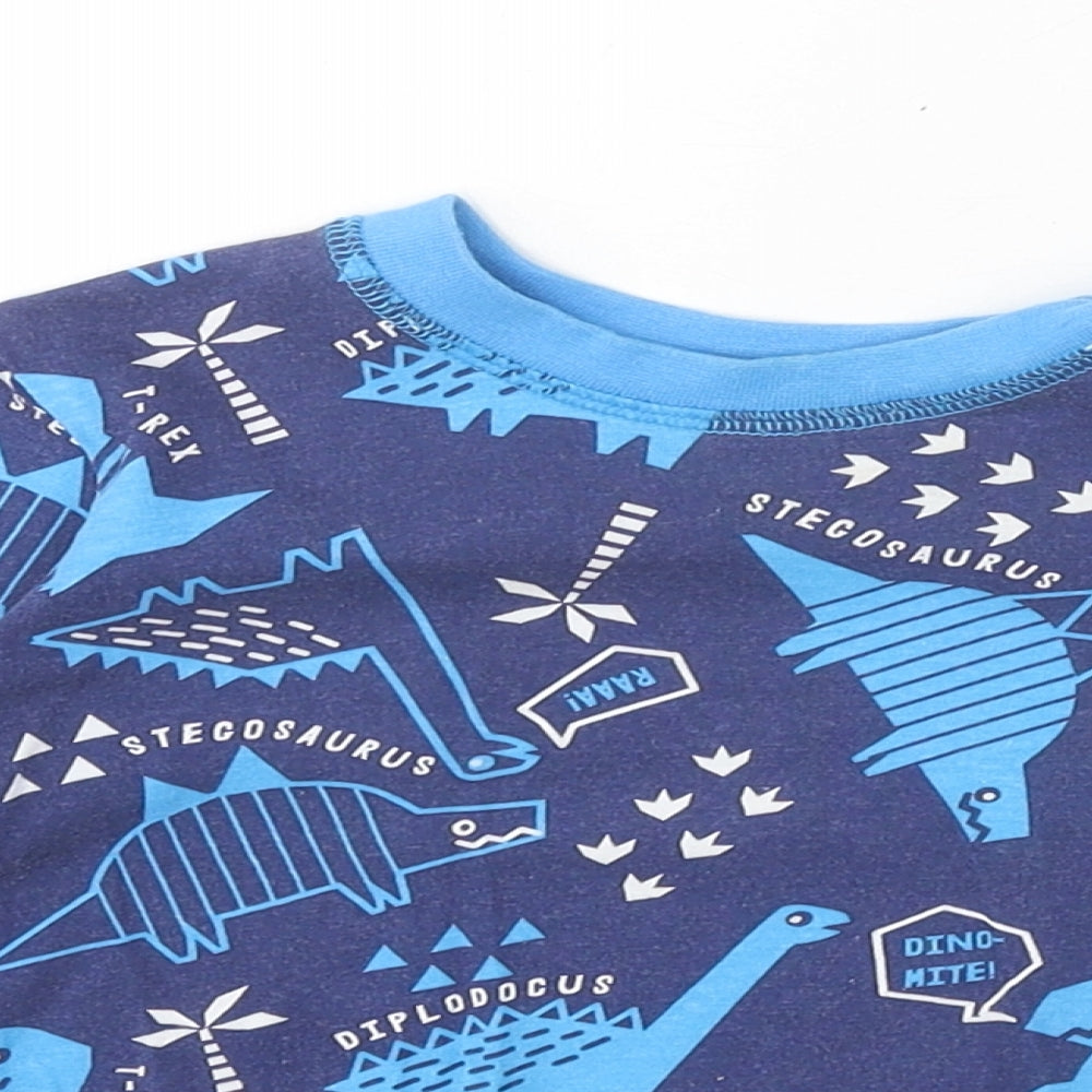 Studio Boys Blue Geometric 100% Cotton Pullover T-Shirt Size 18-24 Months Round Neck Pullover - Dinosaur Print