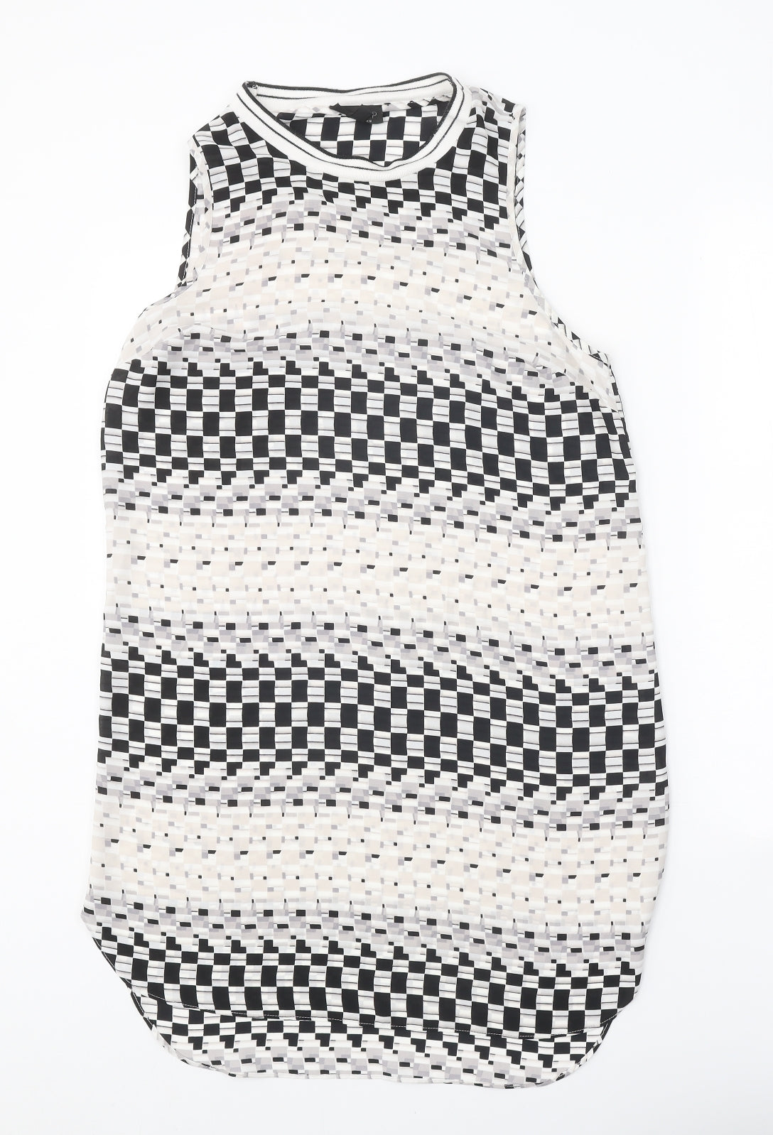 Topshop Womens White Geometric Polyester A-Line Size 12 Round Neck Pullover